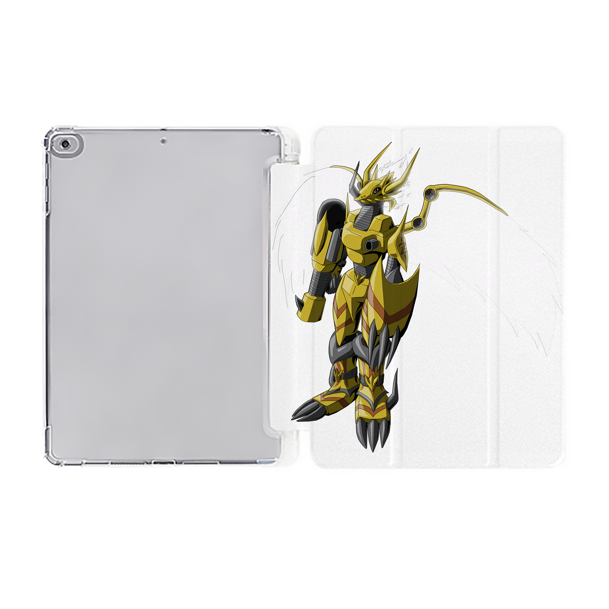 （画像用） Digimon デジタルモンスター/デジモン IPad ケース ペン収納付き 三つ折りスタンド PUレザー×シリコン 対応機種9.5/10.5/10.9インチ